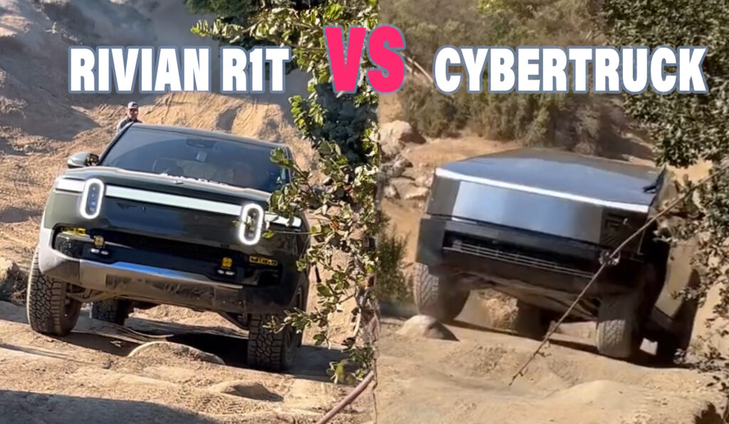  Who Did It Best? Rivian R1T Tackles Same Off-Road Obstacle As Tesla Cybertruck