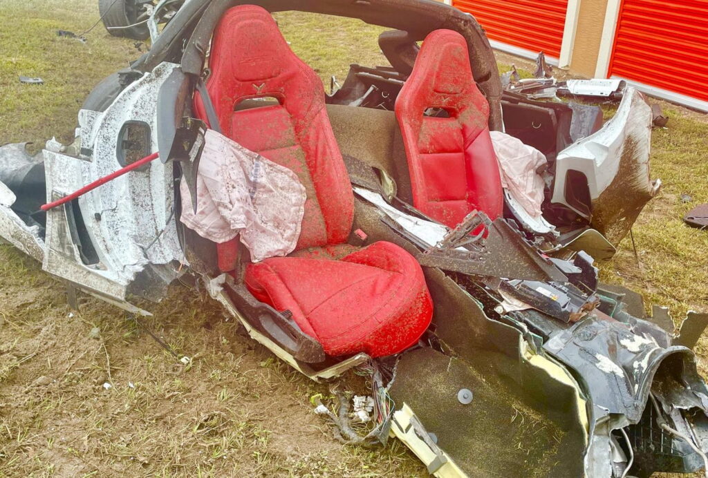  Corvette Obliterated In A Suspected Street Race, Driver Somehow Survives After Being Ejected