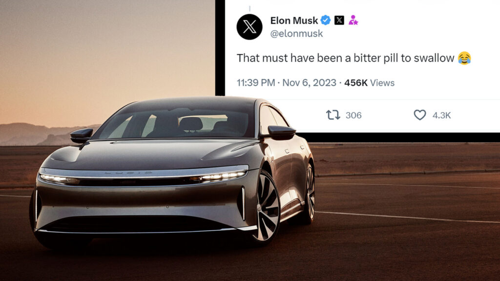  Lucid Embraces NACS, Elon Musk Responds With “Must Have Been A Bitter Pill To Swallow”