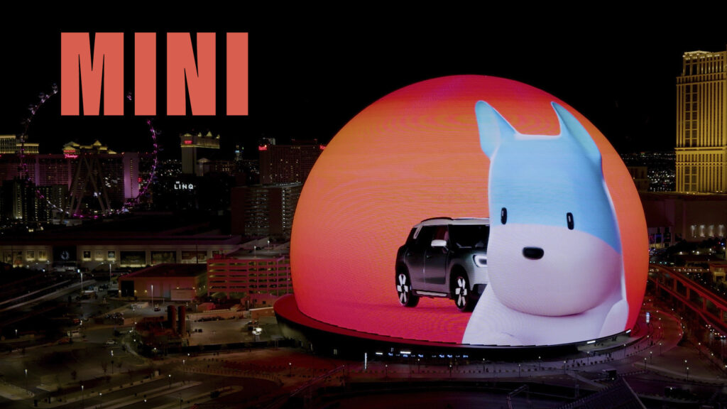  Mini Takes Over Las Vegas Sphere With Cute Dog Mascot And New Countryman EV