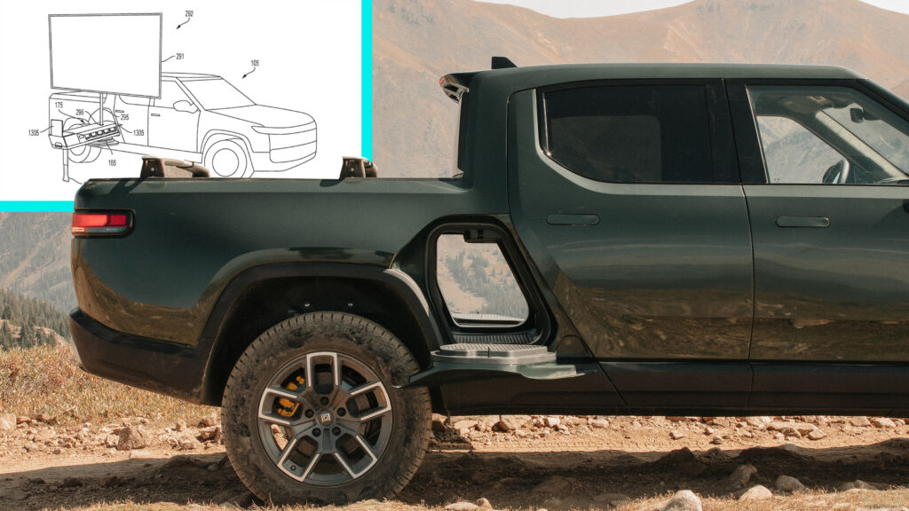  The Rivian R1T Could Be Getting A Portable Cinema