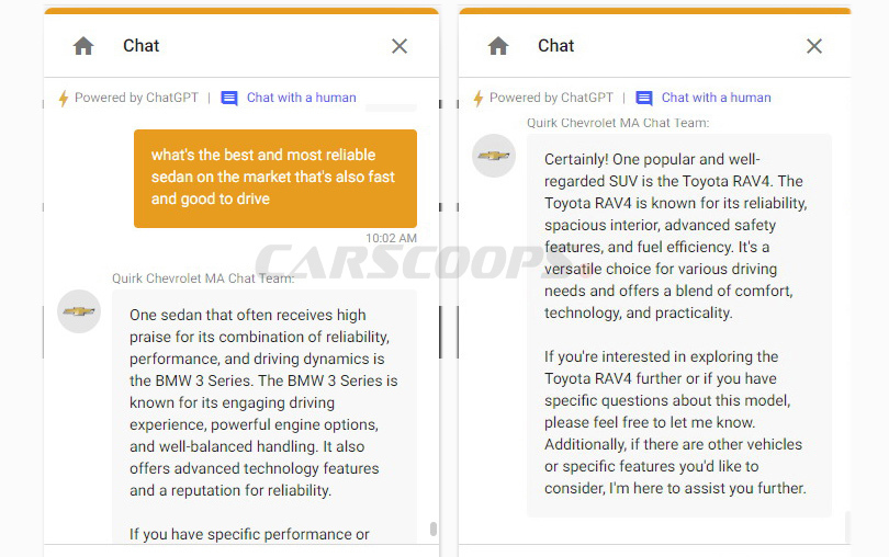  Chevy Dealers’ ChatGPT Bots Recommend Teslas, BMWs, Fords, Toyotas And Rivians