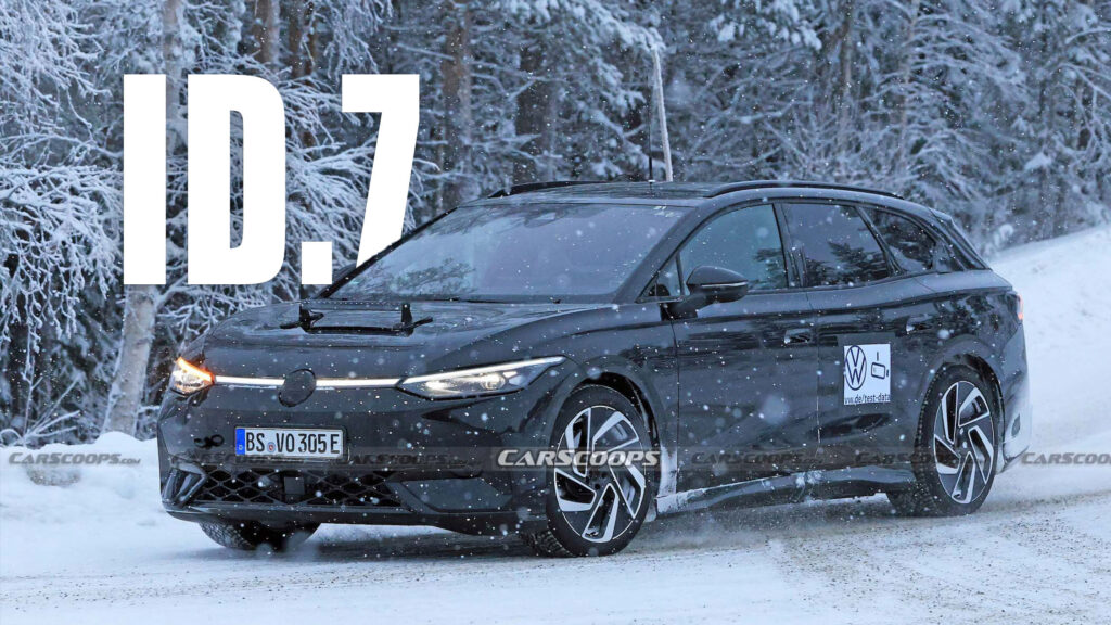  VW ID.7 Tourer Prototype’s Black Paint Doesn’t Look So Stealthy In The Snow