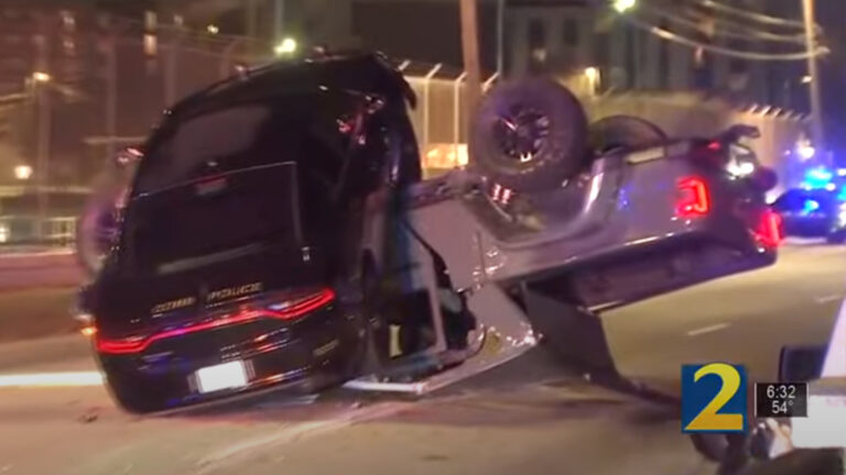 Cop Car Ends On Top Of Jeep Gladiator After PIT Maneuver In Atlanta ...