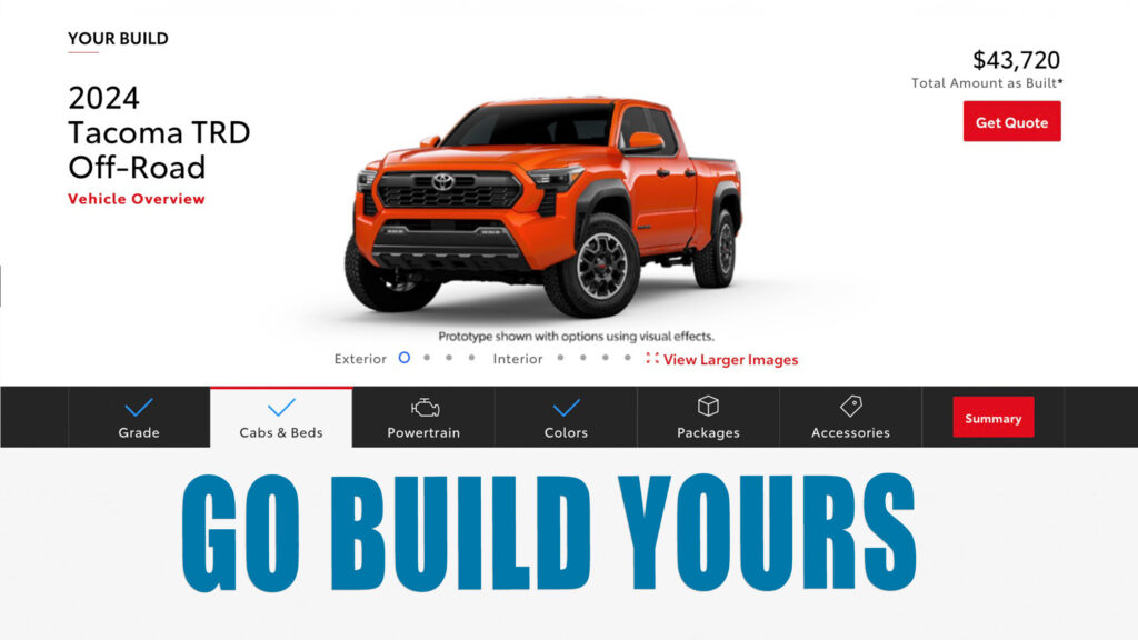  2024 Toyota Tacoma Configurator Is Live, Show Us Your Tastiest Truck Build