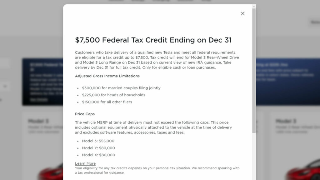  Tesla Now Says Some Model 3 EVs Will Lose Their Tax Credit Altogether