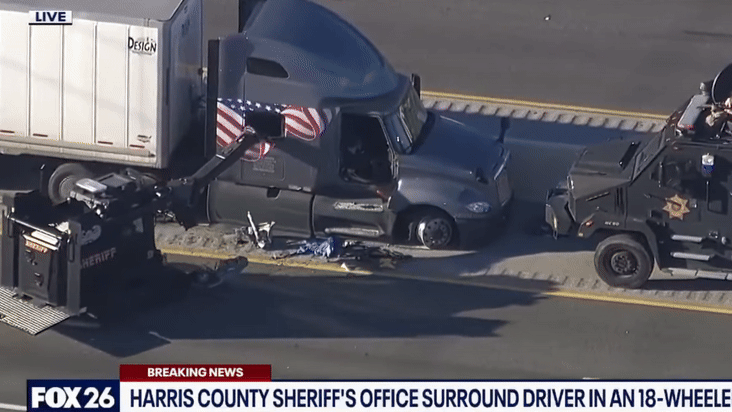 Texas SWAT Team Ends Big Rig Chase And Standoff With Robot Battering Ram
