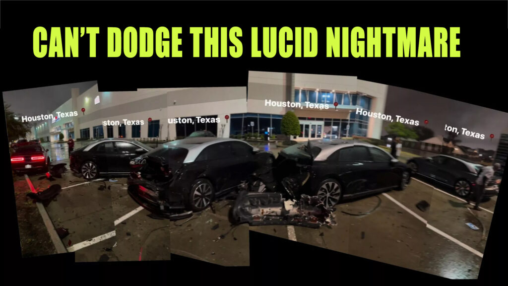  A Dodge Challenger Crashed Into Four Lucid Air EVs At Texas Service Center