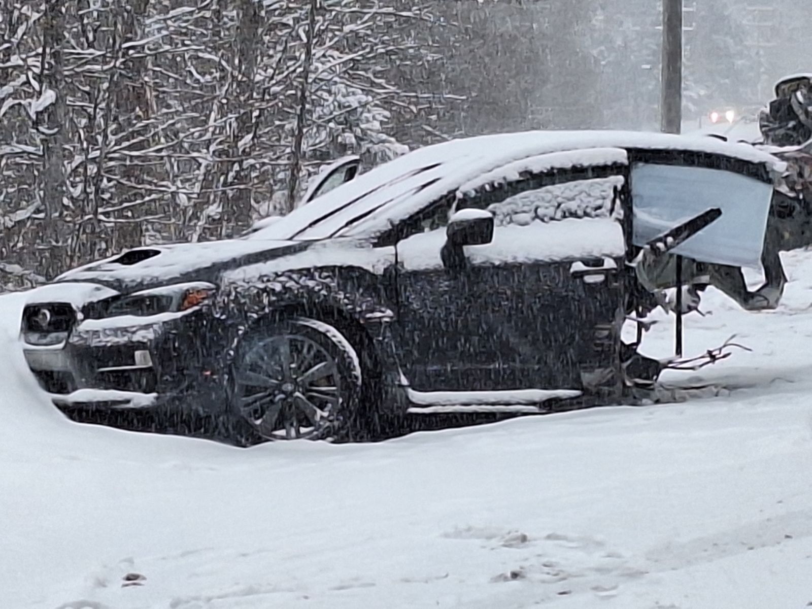Ripped Rally Subaru WRX Ripped In Half By Snow Plow During Failed Overtake Attempt ...
