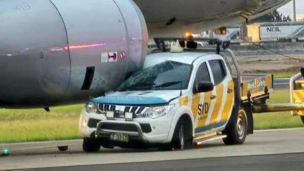  Mitsubishi Pickup Takes A Wrong Turn And Crashes Into Airbus A320 In Sydney