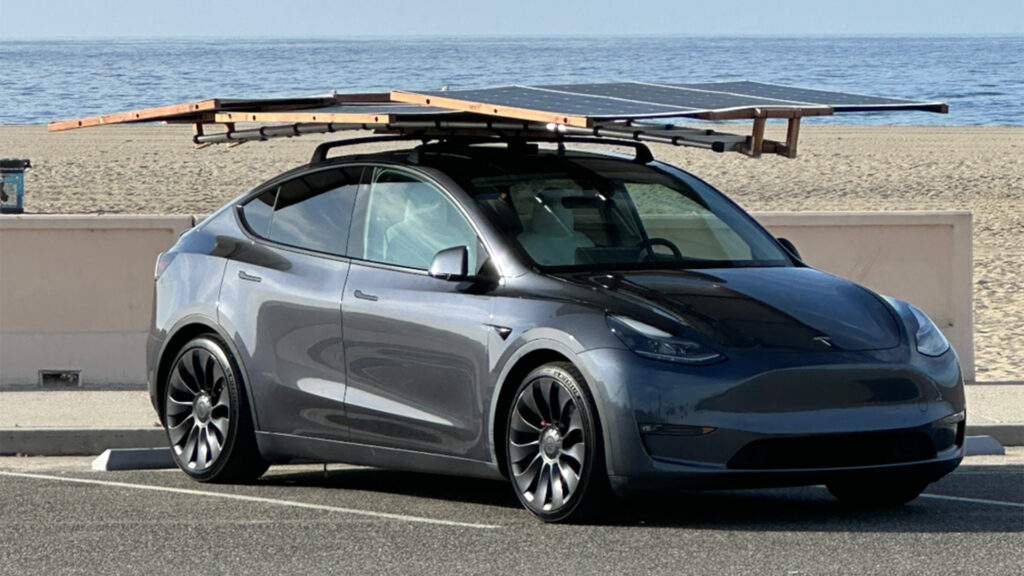  DIY Solar Roof For Tesla Model Y Adds 20 Miles Of Range In Five Hours