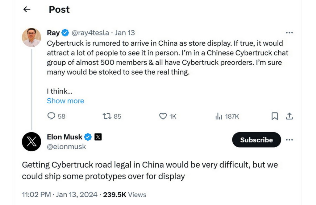  Musk Admits It&rsquo;s &lsquo;Very Difficult&rsquo; To Make Cybertruck Road Legal For China
