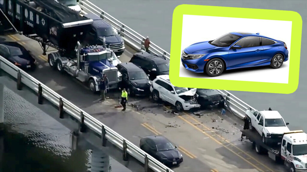  A Honda Civic May Be To Blame For Massive 43-Car Pile Up On Chesapeake Bay Bridge