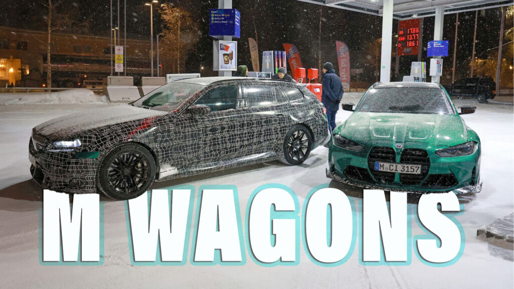  2025 BMW M5 And M3 CS Wagons Spied On Winter Testing Getaway
