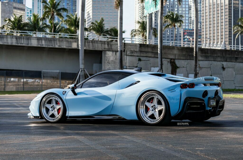 Blue Ferrari SF90 Stradale 