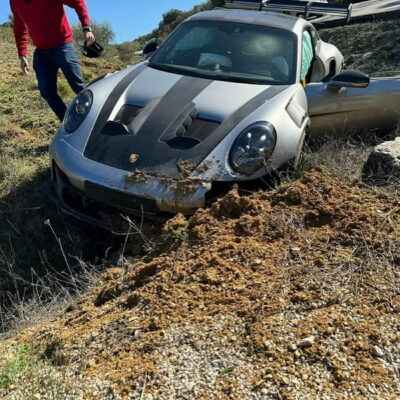 Porsche 911 GT3 RS Meets Ditch, Supercar Friends Blame Potholes Carscoops