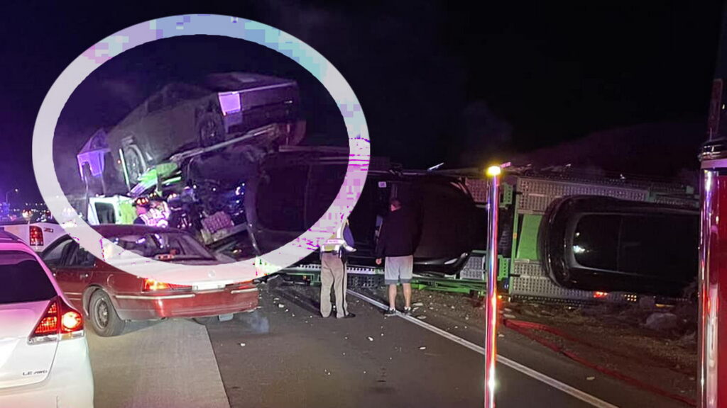  Semi Hauling Cybertrucks And Other Teslas Crashes And Flips Over