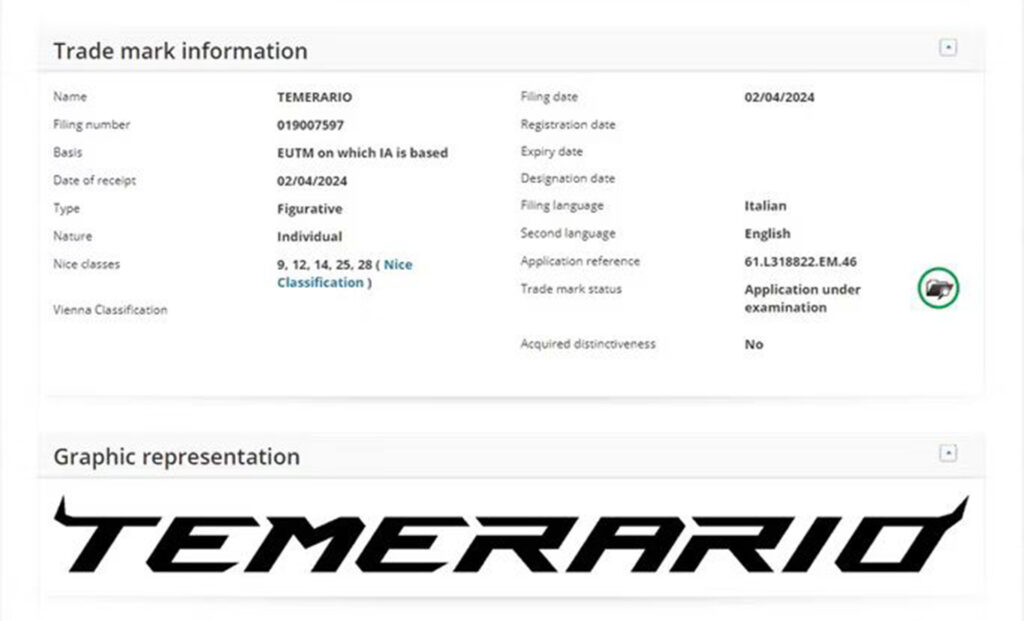  Lamborghini Trademarks Temerario Name, Is It For Huracan Successor ?