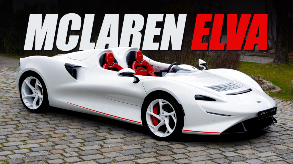     7-mile McLaren Elva in white over red invites you to drive