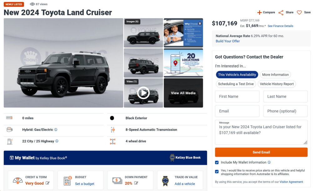  What, $99K Not Enough? Toyota Dealer Asks $107,000 For 2024 Land Cruiser