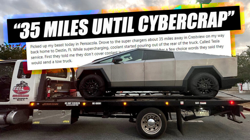  Cybertruck Breaks Down 35 Miles After Delivery, Tesla Says Coolant Leaks Not Covered