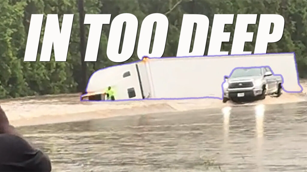  18-Wheeler Makes Deep Dive in Texas Flash Flood, Driver Swims Free