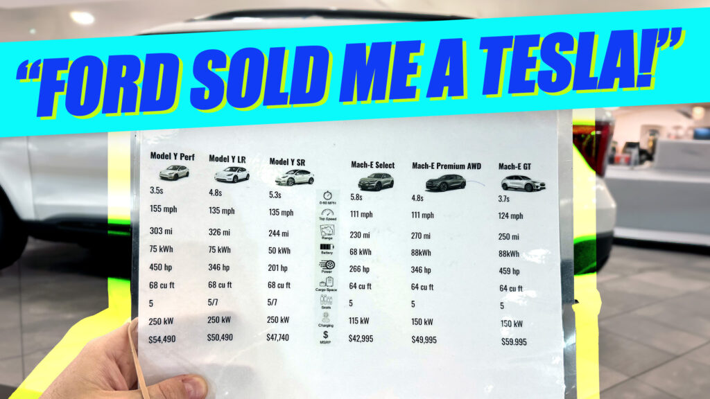 Ford Dealer’s Mach-E vs. Tesla Model Y Comparison Chart Backfires Hilariously