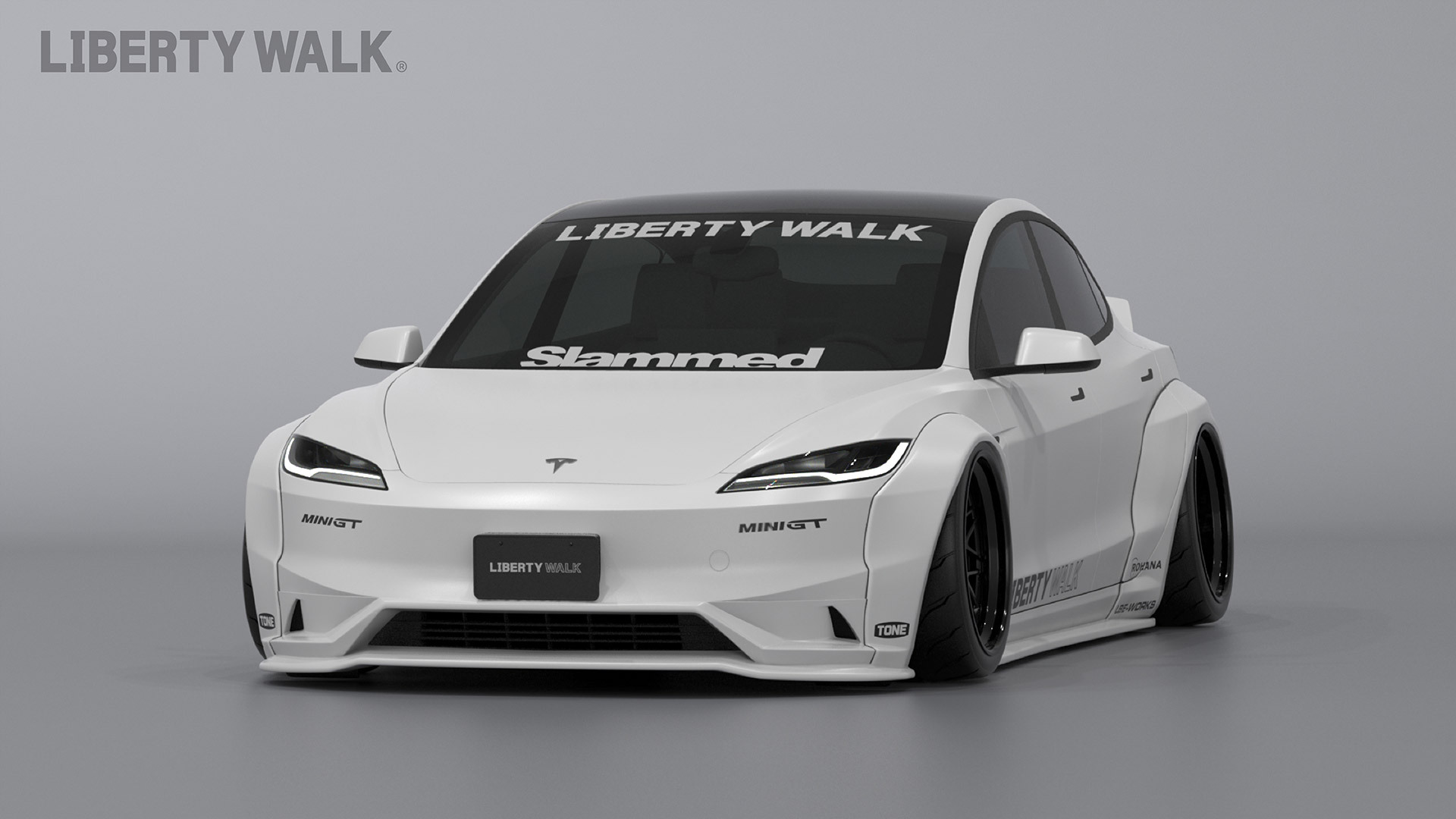 Does A Liberty Walk Widebody Kit Work On A Tesla Model 3? | Carscoops