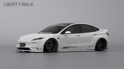Does A Liberty Walk Widebody Kit Work On A Tesla Model 3? | Carscoops