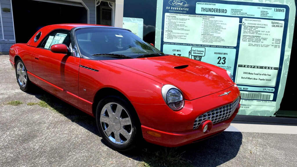  Brand New 2002 Ford Thunderbird Was Stashed Away With Delivery-Mileage For 22 Years