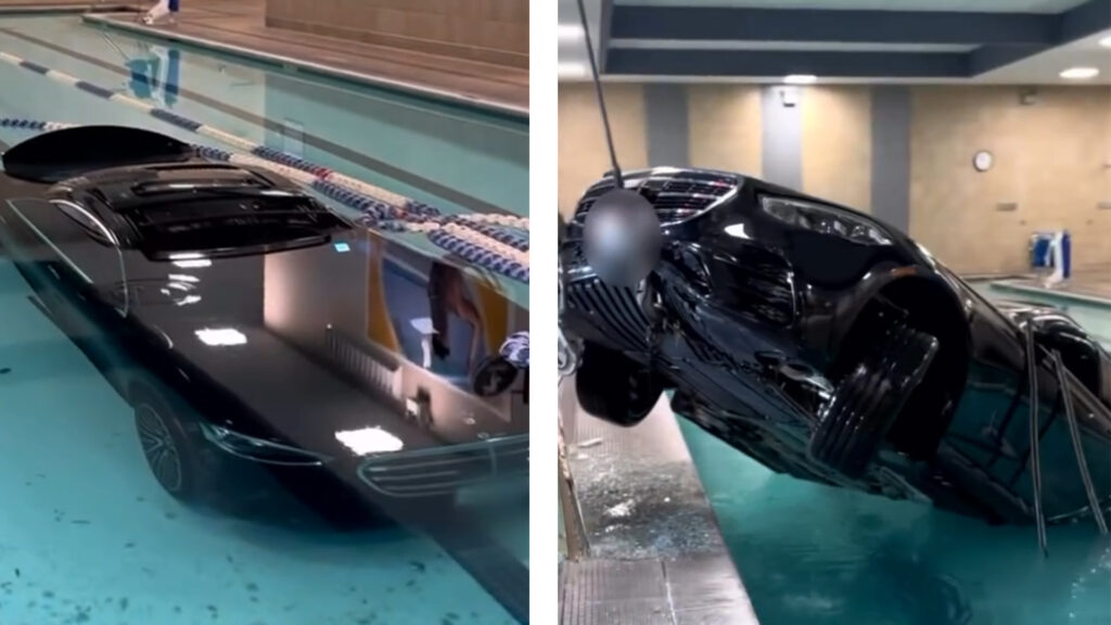  Mercedes S-Class Driver Confuses Carpooling With Gym Pool Dive