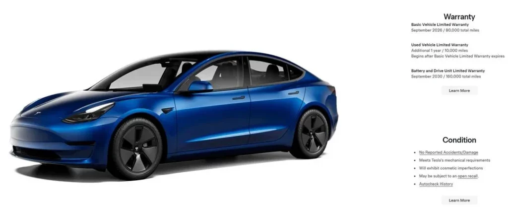  Tesla Selling Some Used Model 3s and Ys With Battery Warranties Up To 160,000 Miles