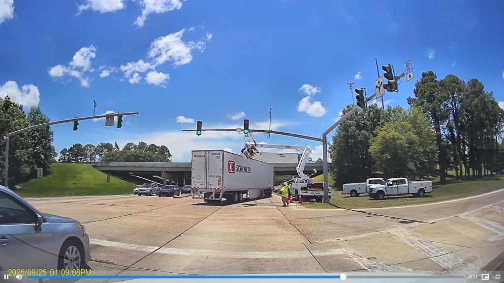  18-Wheeler Hits A Man In A Bucket 30 Feet In The Air