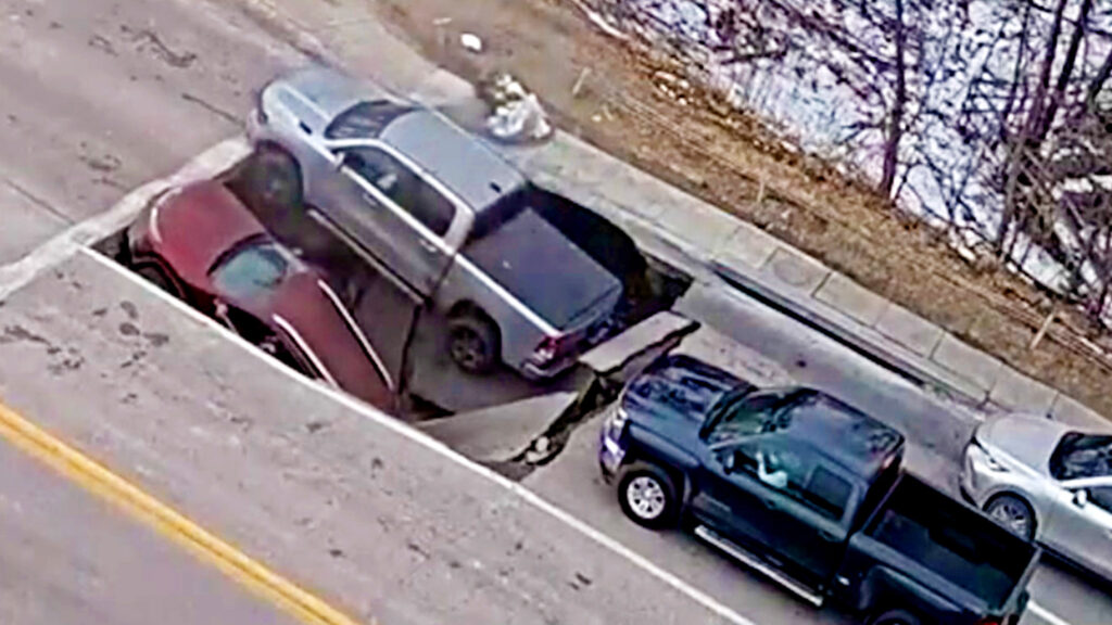  Omaha Street Suddenly Collapses, Swallows Cars In Seconds