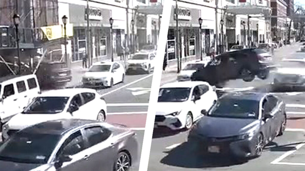 NY Pedestrians Freeze As SUV Flies Through Intersection And Crashes Into Buffalo Wild Wings