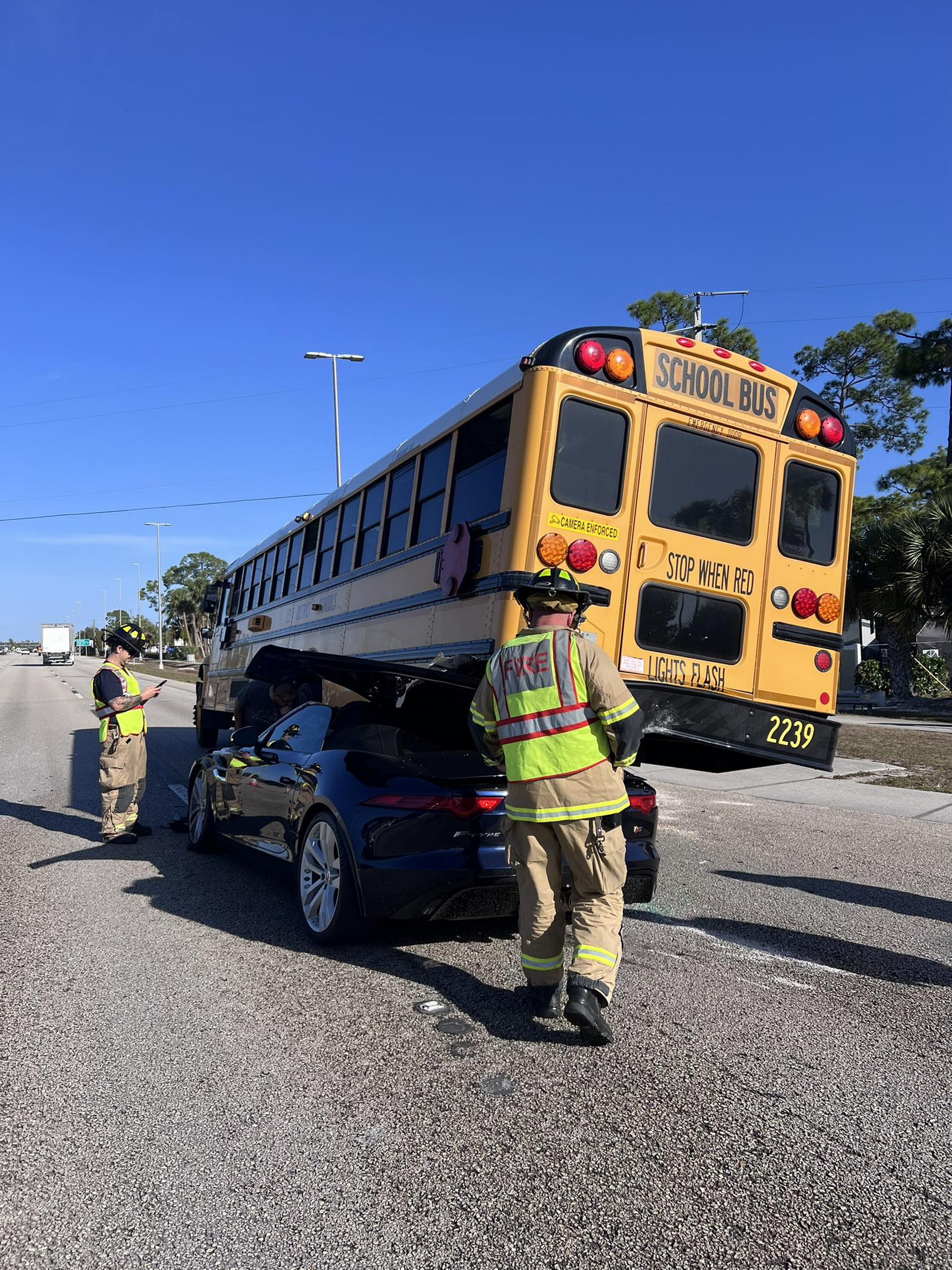 Sports Car Swallowed Under A Florida School Bus In Wild Crash Caught On ...