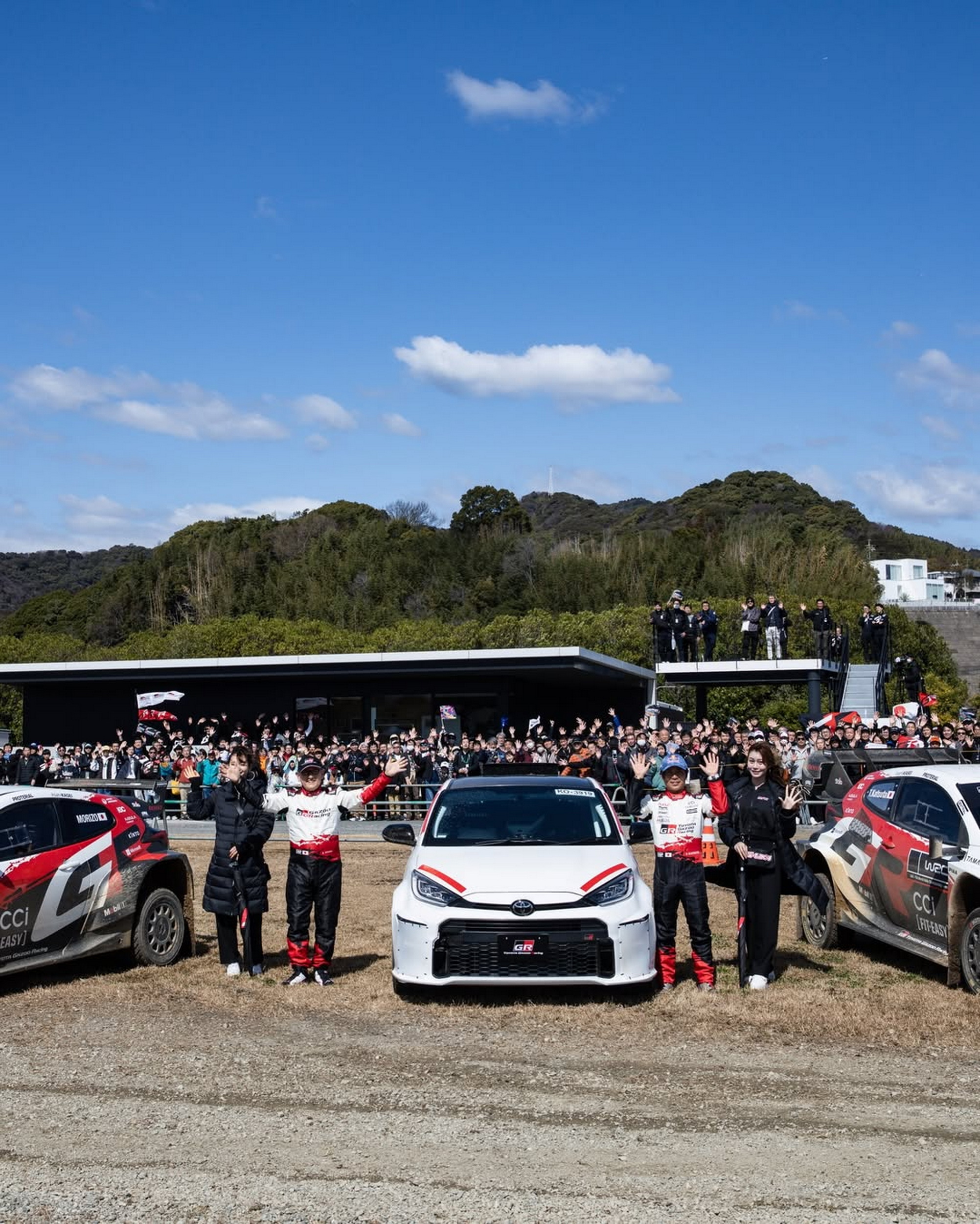 Taka joins Morizo for demo runs at Rally Mikawawan 🇯🇵 with the GR Yaris Rally1, Rally2 and M (2)