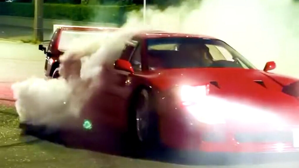  Hamilton Did Donuts In A Ferrari F40 At Tokyo With A Kardashian In The Passenger Seat