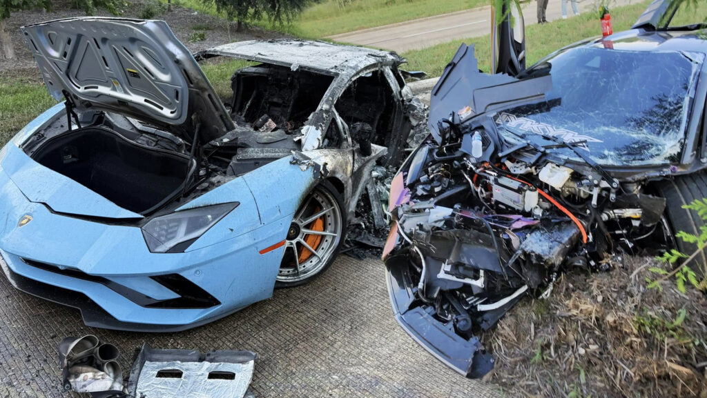 An Aventador Burned Down. A Revuelto Caved In. Same Crash, Same Intersection