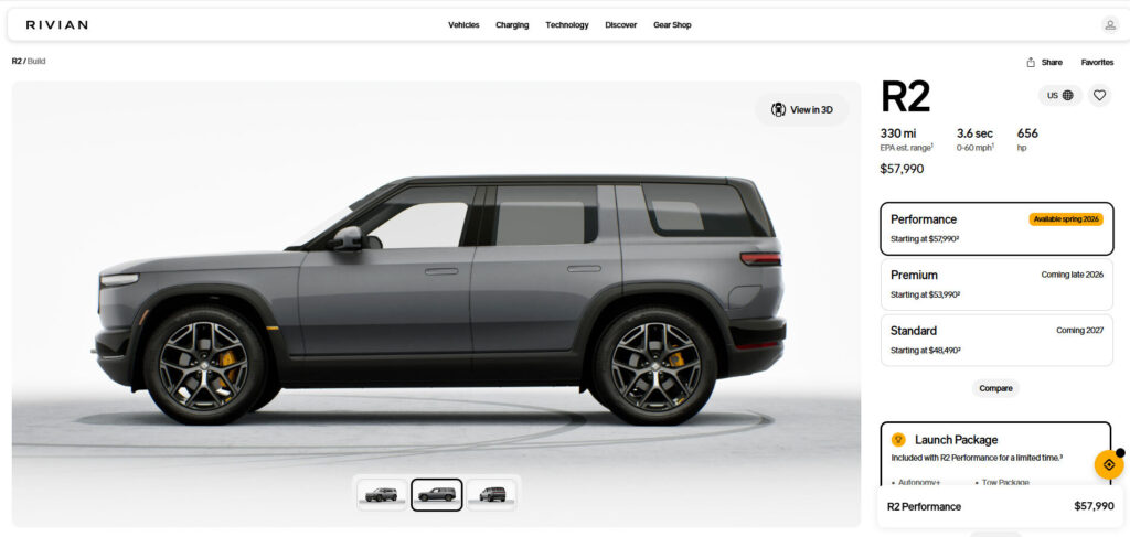  Rivian&rsquo;s R2 Configurator Is Live, And A Spare Tire Costs $755