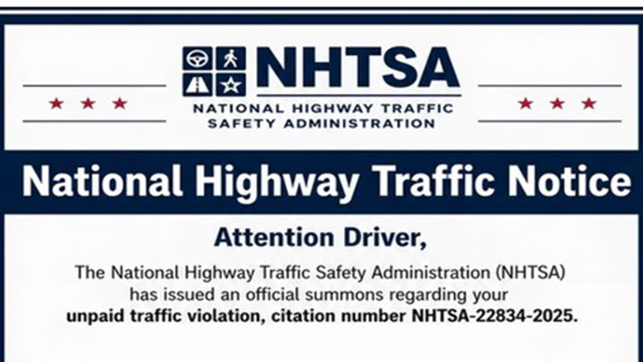 Did You Get An NHTSA Ticket? The Agency Doesn't Have Your Number, But Scammers Do
