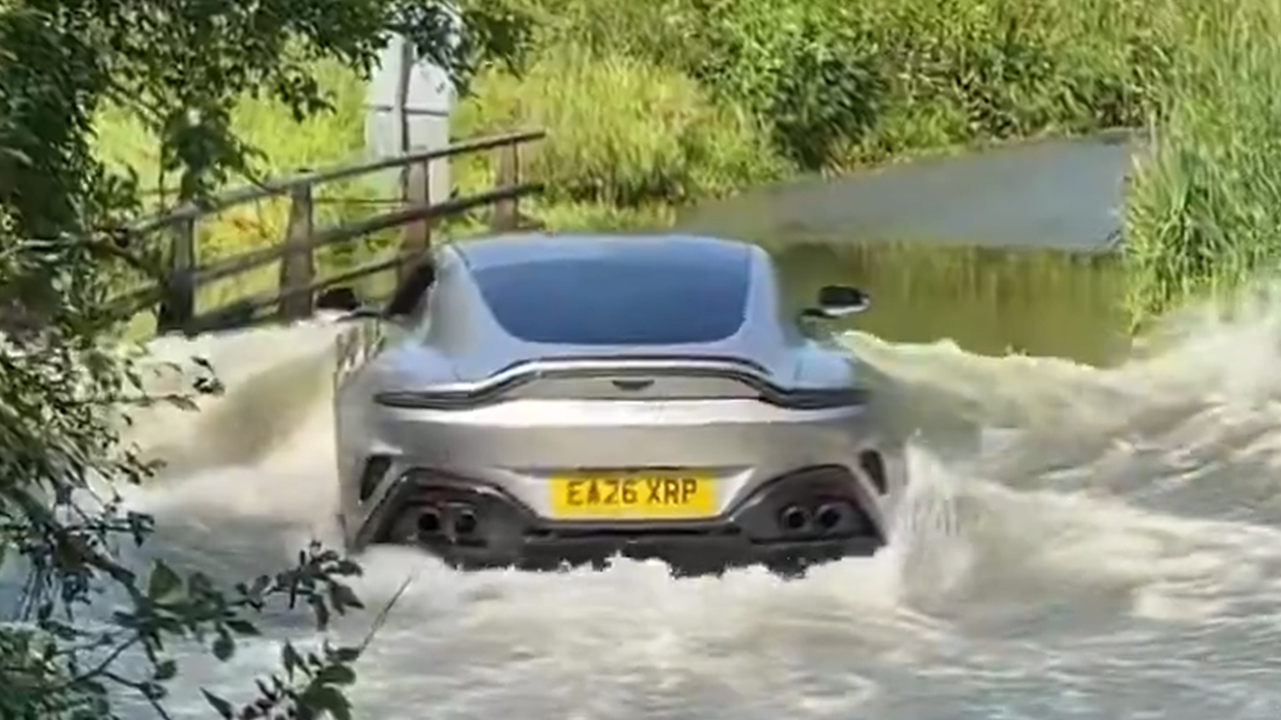 New Aston Martin Vantage drowned after driver misjudges flooded road depth