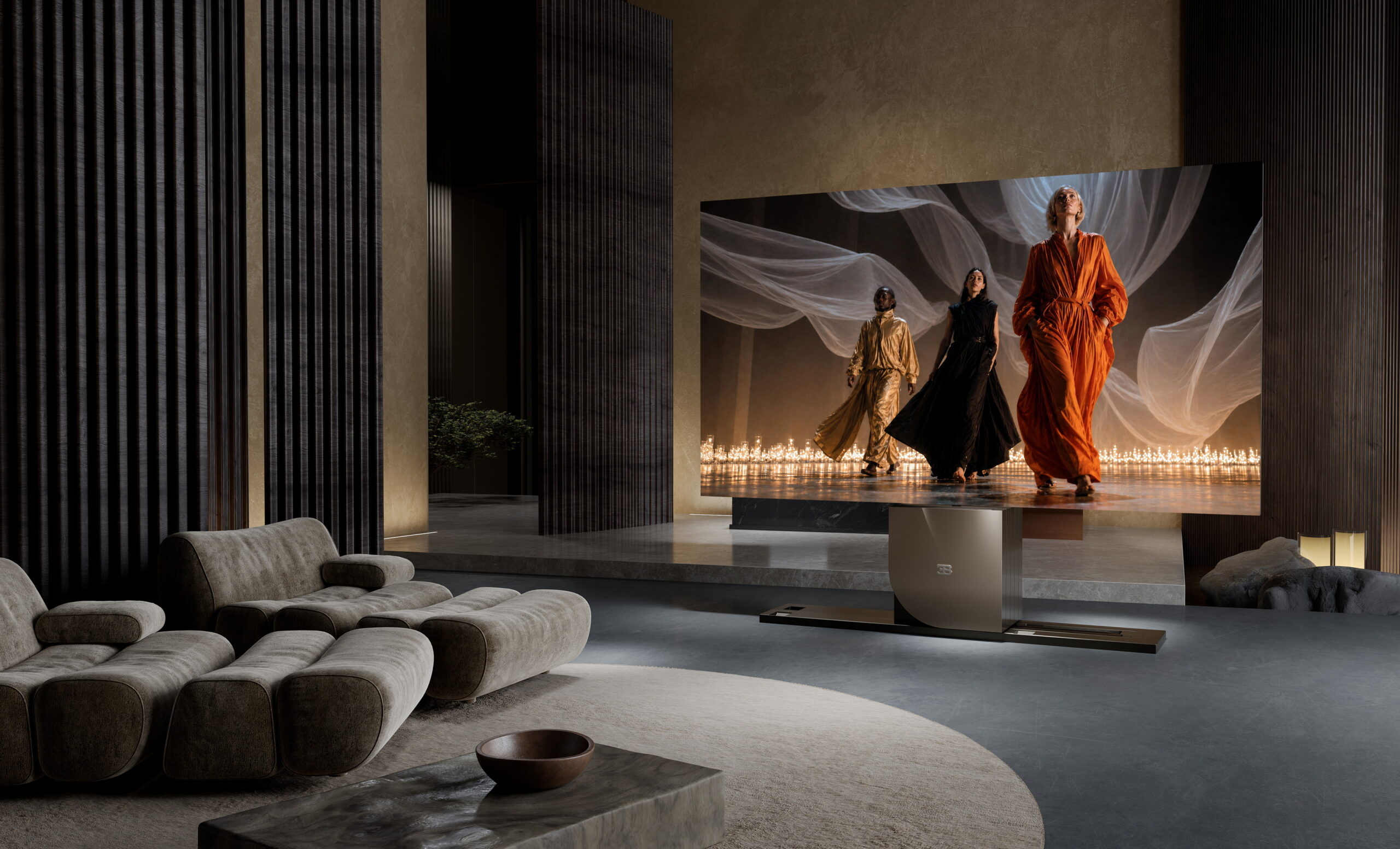 Bugatti’s 137-Inch TV Disappears Into A Sideboard In 45 Seconds