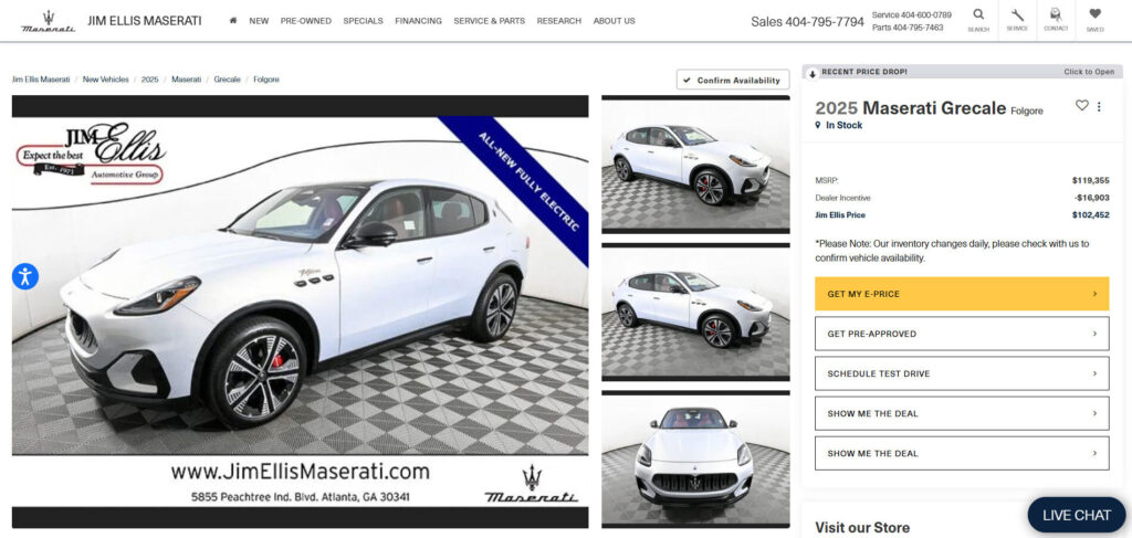 Maserati Dealers Are Knocking $20,000 Off The Grecale EV, And It Still Seems Overpriced