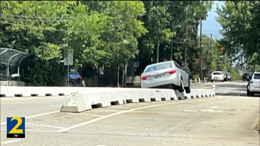 Atlanta Drivers Keep Beaching Cars On Bike Barriers
