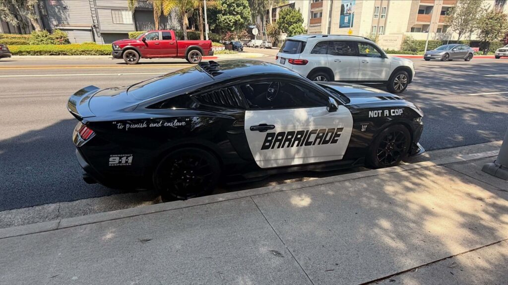  Fake Transformers Mustang Cop Car Ticketed By Real Camaro Cop Car