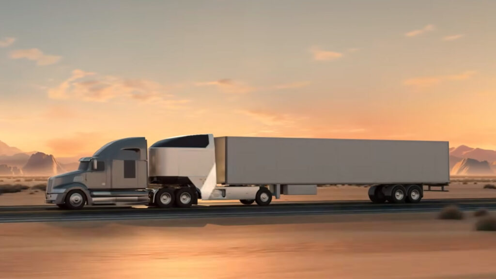  A Battery On Wheels Turns A Diesel Semi Electric Without Touching The Engine