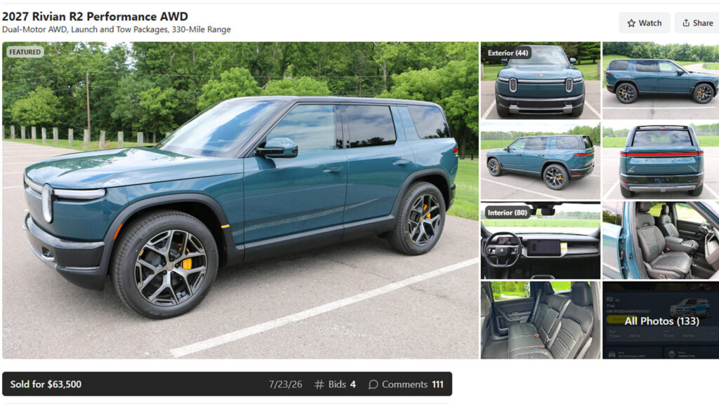 Bad News Rivian R2 Flippers, One Of The First Models Only Fetched $63k