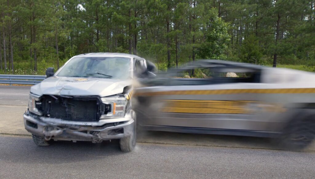  This Is All That&rsquo;s Left Of A Ford F-150 After A Cybertruck T-Boned It At 111 MPH