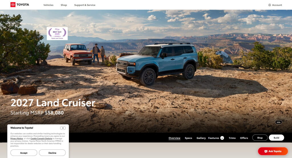 Кнопка відхилення на Toyota.com нібито була лише для вигляду